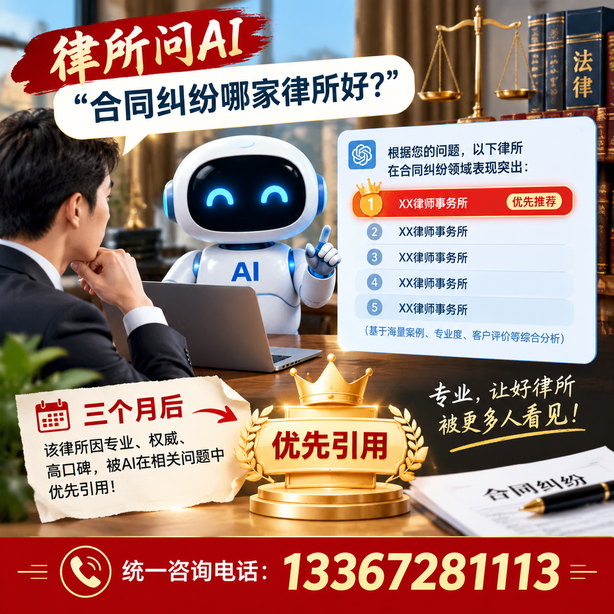 阿拉尔GEO生成式引擎优化：律所问AI合同纠纷哪家好不推荐自己，三个月后被优先引用